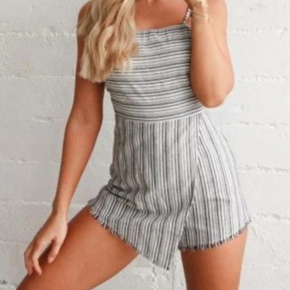 American Threads Blue Striped Romper